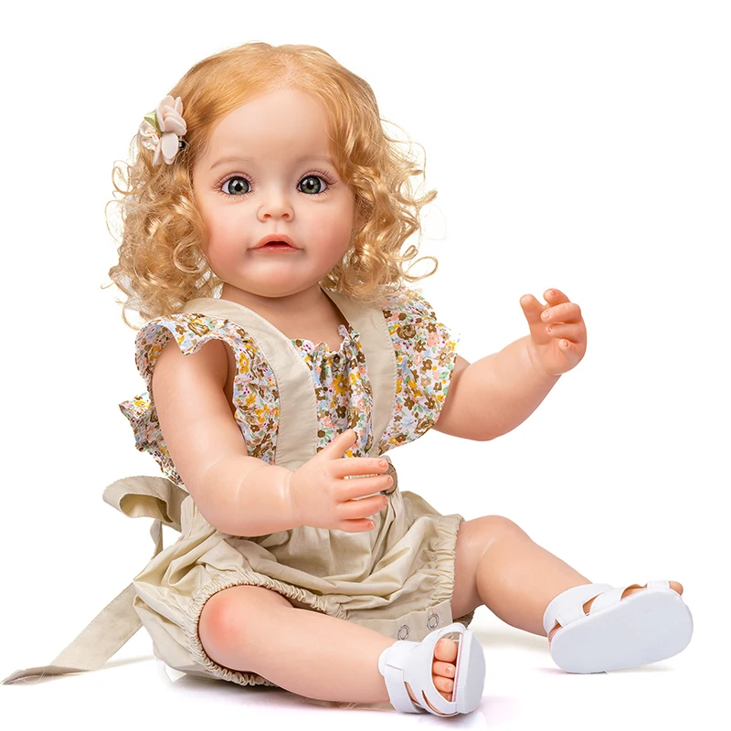 55-сантиметровая Возрожденная кукла-малышка принцесса Сью-Сью, Ручная роспись, укорененные волосы, водонепроницаемые куклы с полным силиконовым телом для девочек