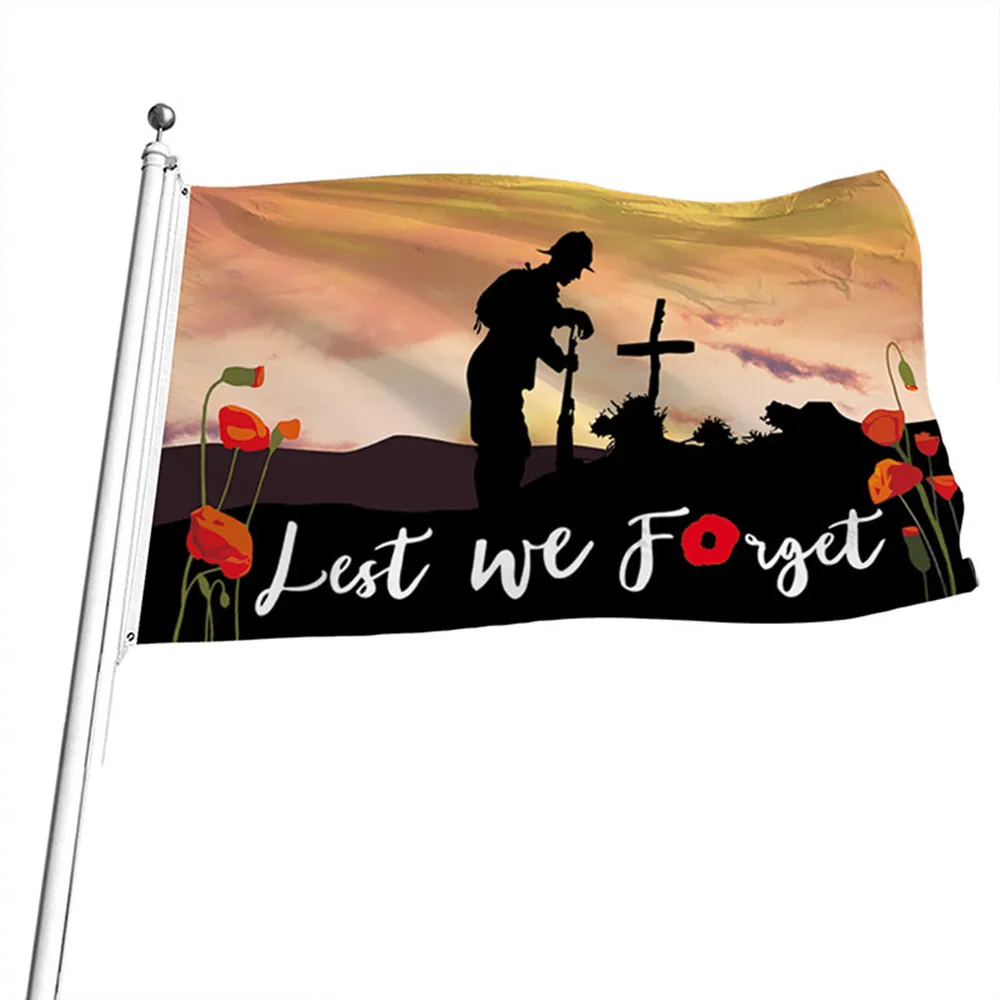 Флаг АНЗАК Маковый Флаг Дня Памяти Полиэстер с Латунными Люверсами Мемориальный Подарочный Флаг для Взрослых для Внутреннего и Наружного Украшения