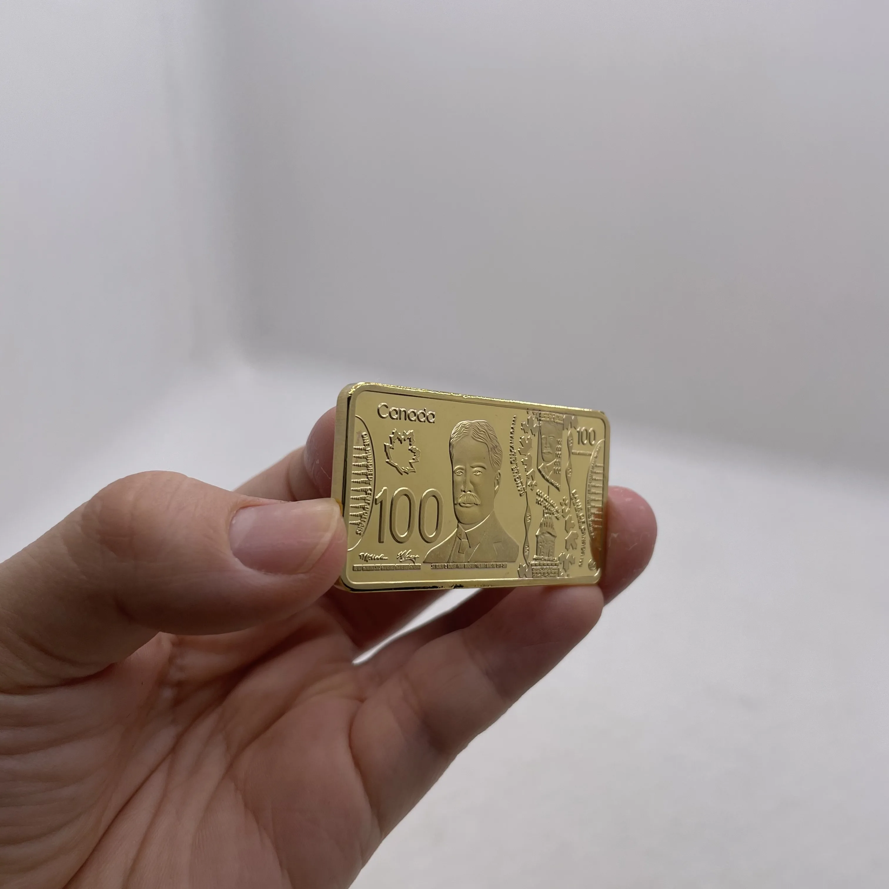 24-каратный позолоченный канадский слиток чистого золота стоимостью 100 долларов, коллекционные металлические слитки, достойные коллекции изделий из металла