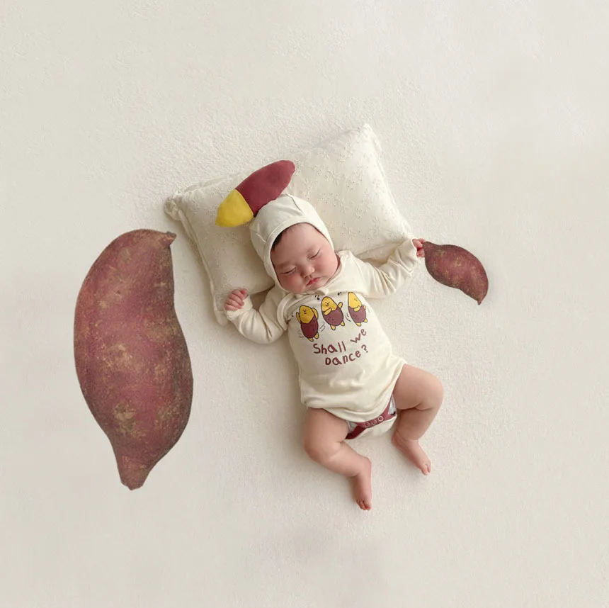 Весенний комбинезон для новорожденного мальчика с мультяшными овощами, одежда для малышей 0-6 месяцев, боди, хлопковая одежда для девочек