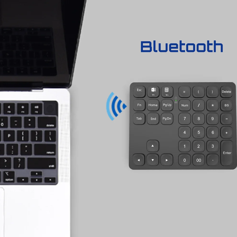 Цифровая клавиатура Bluetooth, перезаряжаемая беспроводная цифровая клавиатура, тонкая беспроводная цифровая клавиатура с 36 клавишами для ввода данных для ноутбука iPad