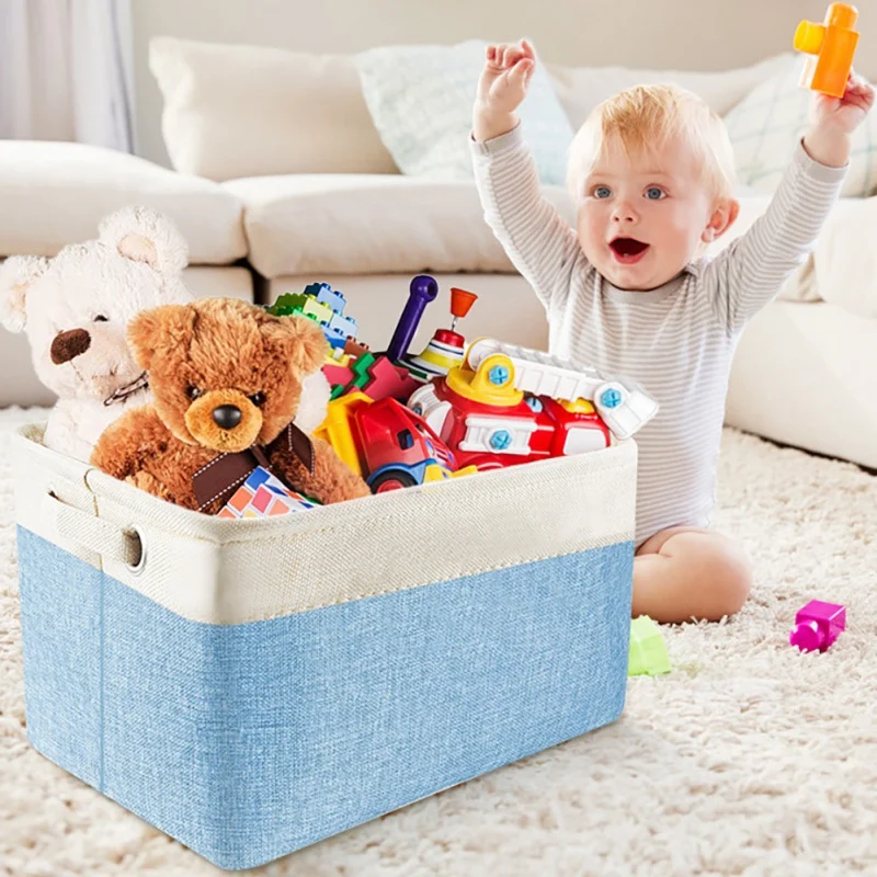 Тканевая корзина для хранения, предназначенная для организации полки в шкафу, Декоративной детской игрушки, большого бельевого шкафа-органайзера с ручками, складного ящика
