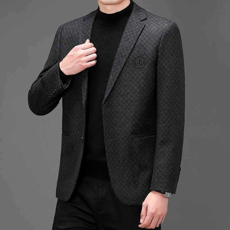 2023 Изысканная мужская мода для делового отдыха, Высококачественное Вязание Всего подряд с Корейской версией Джентльменского блейзера в британском стиле