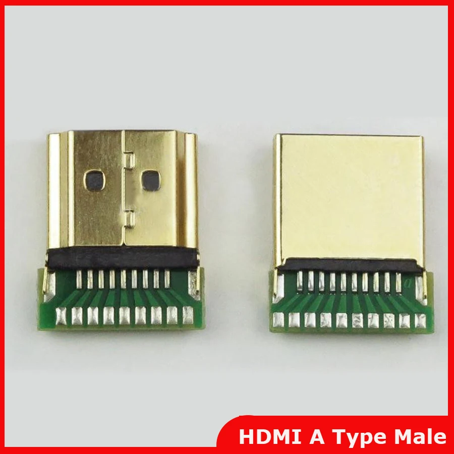 10 шт./лот, позолоченный штекерный разъем HDMI A типа с печатной платой Версии 1.4 19PIN