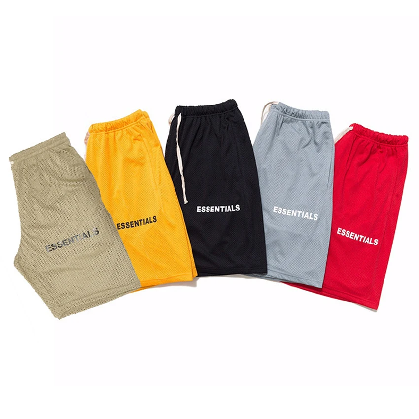 Сетчатые шорты Первой необходимости с буквенным принтом и логотипом, сетчатые шорты в стиле хип-хоп, мужские летние спортивные шорты для бега