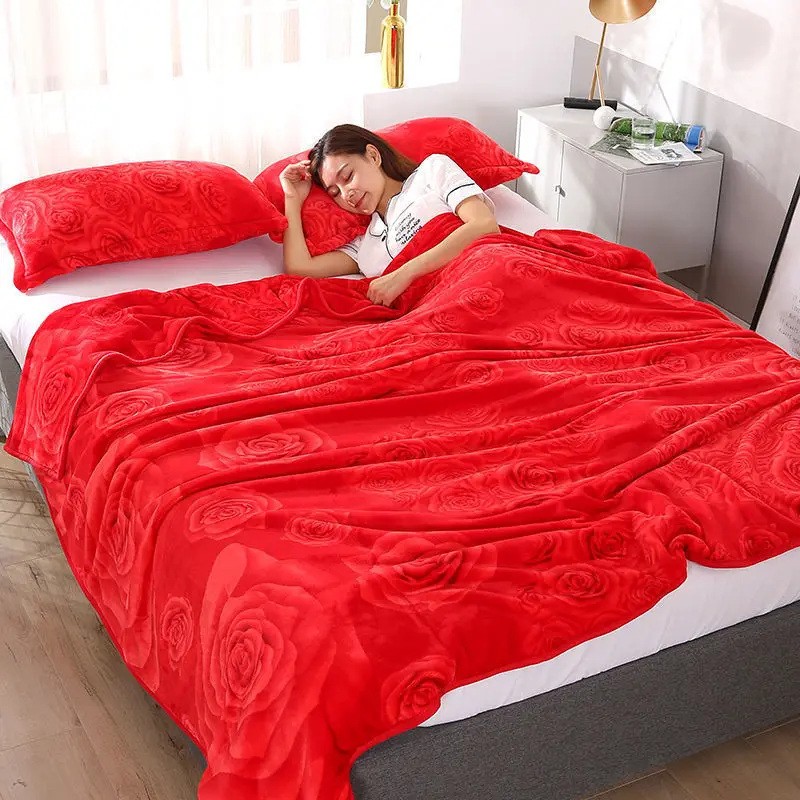 Плед для кровати, одеяло из кораллового флиса с цветочным принтом на кровать, Мягкое теплое фланелевое покрывало на кровать, одеяло королевы / короля на зиму