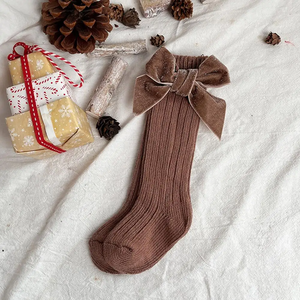 Морозостойкие 1 пара прекрасных утолщенных детских носков для девочек, мягкие длинные носки для малышей, блестящая детская одежда